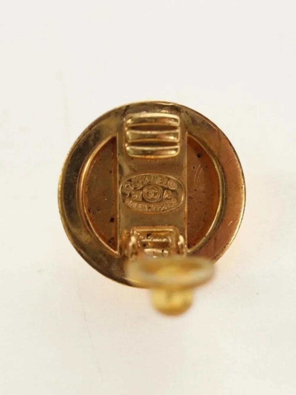 CHANEL Earring metal Gold Tone CC Auth 180936M